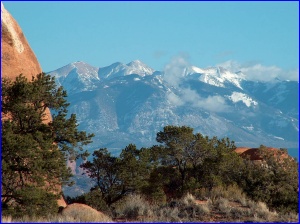 The La Sal Mountains from our camp